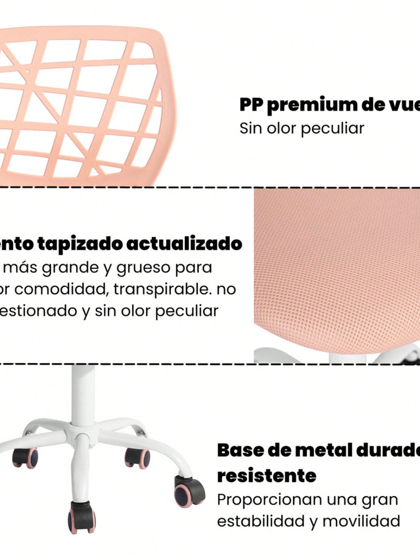 Silla De Oficina De Malla Ergonómica Silla Giratoria Rosa