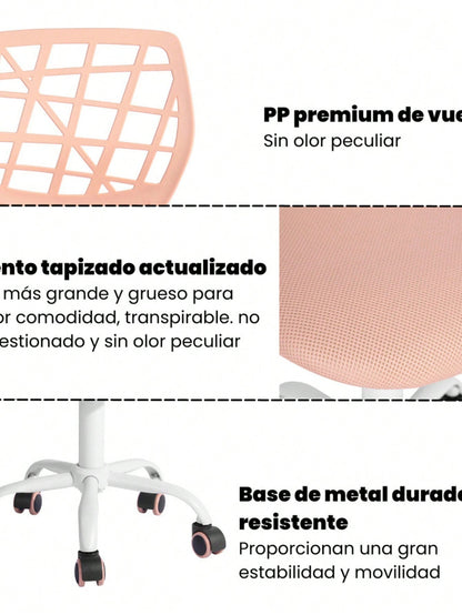 Silla De Oficina De Malla Ergonómica Silla Giratoria Rosa