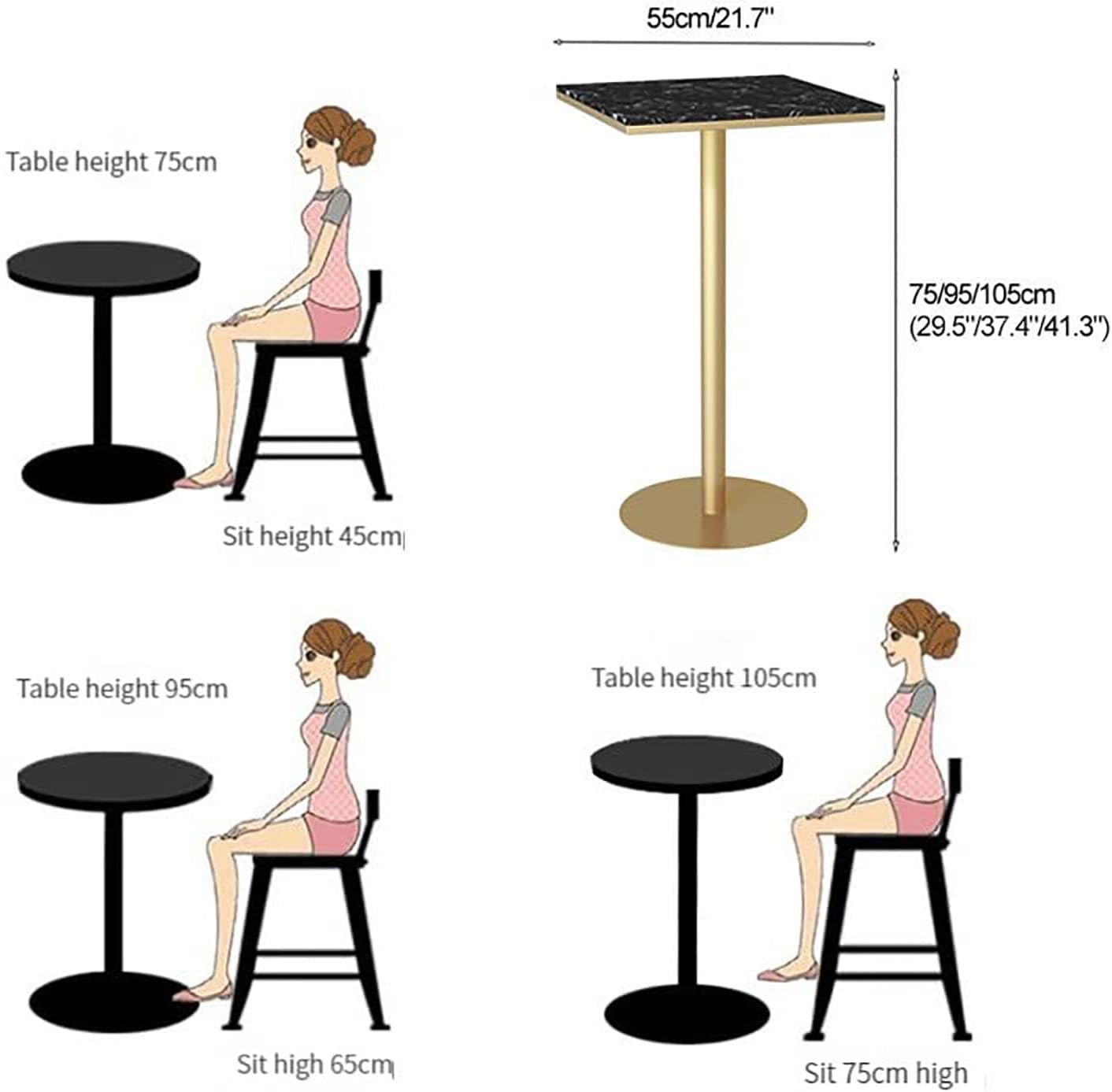 Mesa de comedor Nórdica, Dorada para comedor restaurantes, bar, exterior