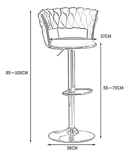 Silla Terciopelo Giratoria 360 Ajustable con base dorada, Terciopelo trenzado