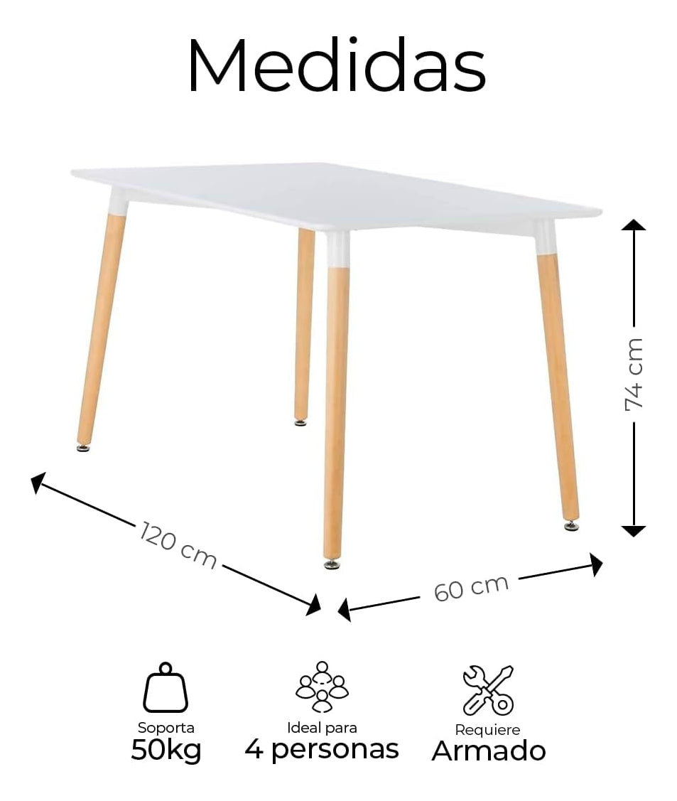 Mesa Tipo Eames Multiusos De 120cm, Mesa Elegante Y Resiste