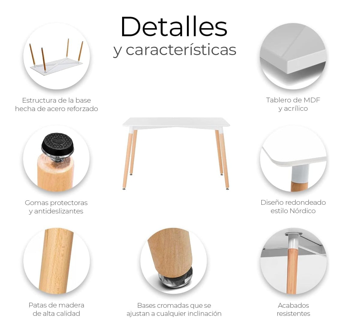 Mesa Tipo Eames Multiusos De 120cm, Mesa Elegante Y Resiste