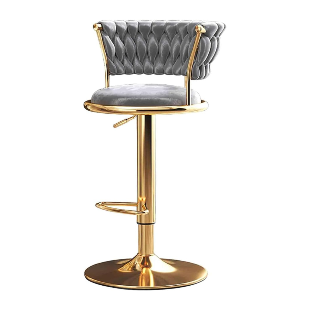 Taburete de Terciopelo Giratoria 360 Ajustable con base dorada, Terciopelo trenzado