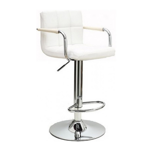 Banco de barra moderno blanco con base cromada y reposabrazos minimalista de ShopinistaMeta