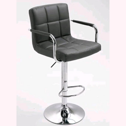 Banco alto giratorio para cocina con asiento acolchonado negro y estructura cromada moderna