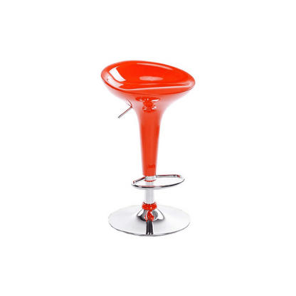Banco de barra ajustable retro en color rojo brillante con base y reposapiés cromados