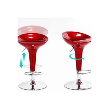 bancos de barra ajustables rojos estilo retro con base cromada y asiento giratorio de ShopinistaMeta
