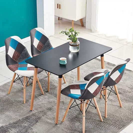 Mesa de comedor moderna madera rectangular con 4 sillas y patas de madera