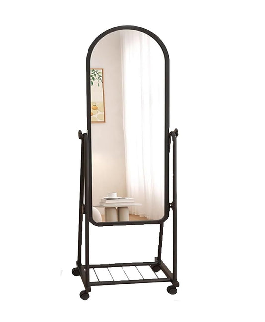 Espejo cuerpo entero con ruedas en marco negro estilo vintage de ShopinistaMeta