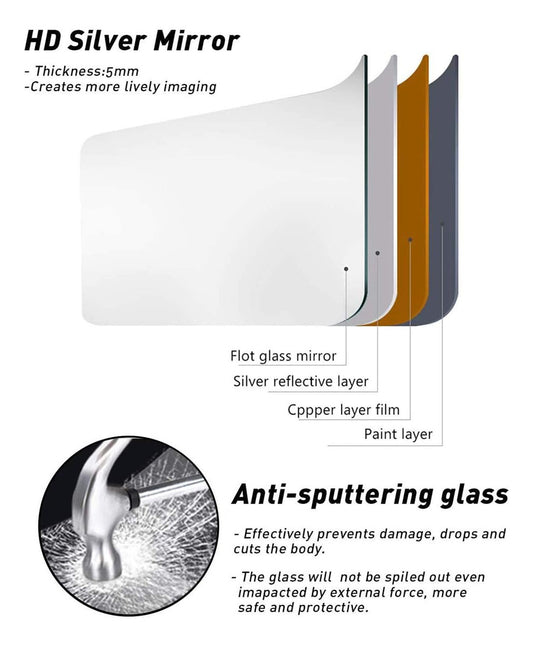 Espejo cuerpo entero moderno de vidrio plateado con capa reflectante y resistencia a golpes