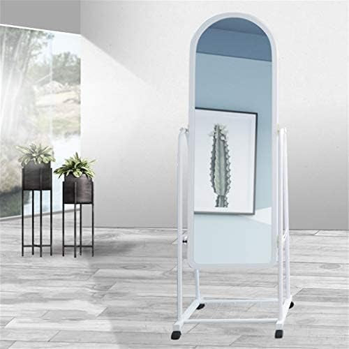 Espejo de cuerpo entero ajustable minimalista blanco con base metálica estable en habitación moderna