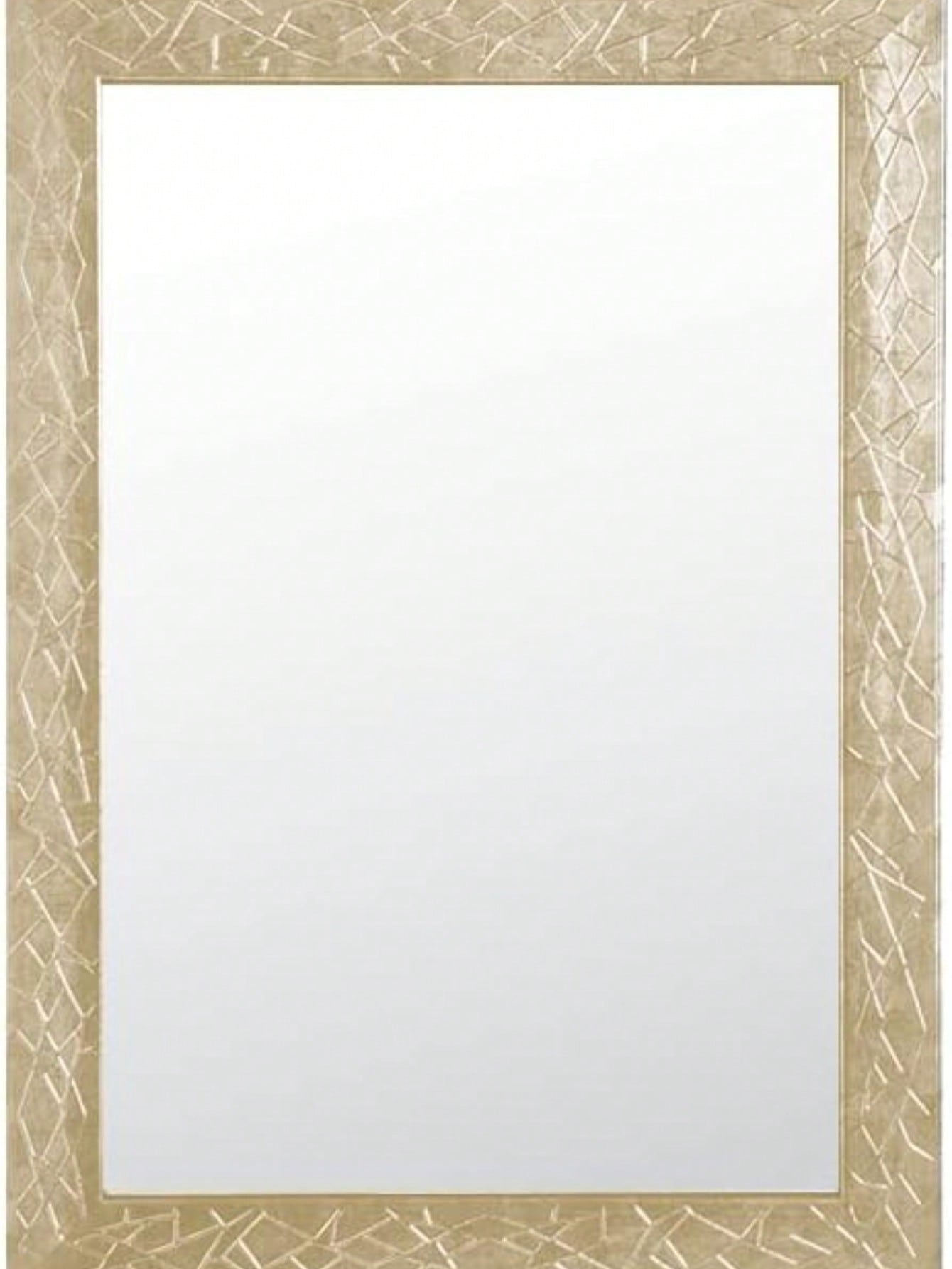 Espejo decorativo moderno con marco beige texturizado para diseño elegante en interiores