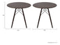 Mesa comedor redonda moderna de madera oscura con patas metálicas y diseño contemporáneo