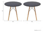 Mesa comedor redonda moderna en color negro con patas de madera y diseño minimalista