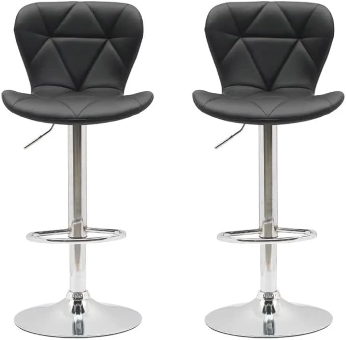 Pareja de taburetes modernos con respaldo negro y base cromada ajustable de ShopinistaMeta